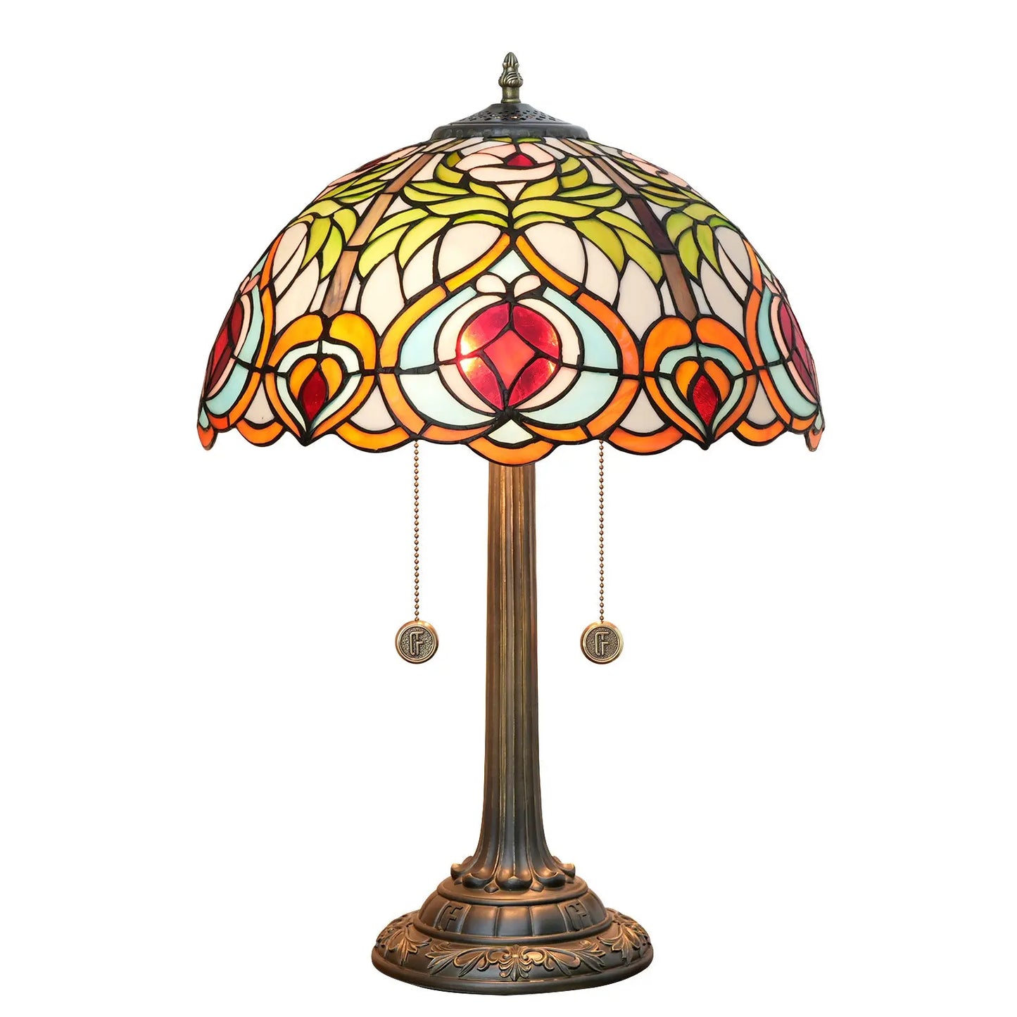 16inch Tiffany Stained Glass Garden Peach Lampshade Bar Bedroom Bedside Light - CTL