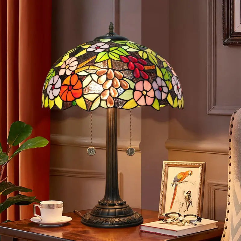 16inch Tiffany Stained Glass Grape Flower Lampshade Bedroom Bedside Light - CTL