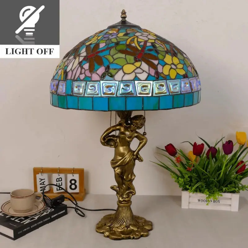 18inch 46cm Stained Glass Square Dragonfly Lampsahde Tiffany Table Lamp - CTL