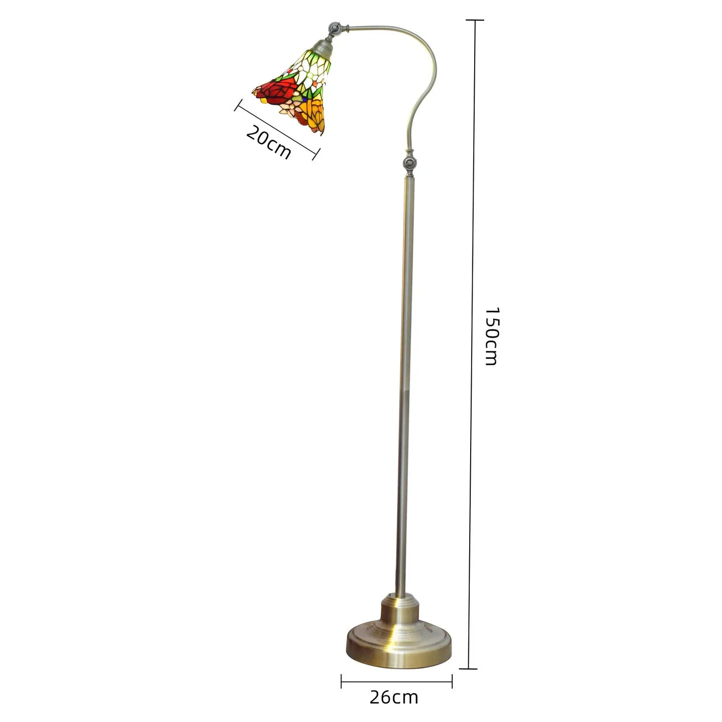 20cm Tiffany Standard Light Pastoral Rose Flower Lampshade Vintage Colored Glass Floor Lamp - CTL