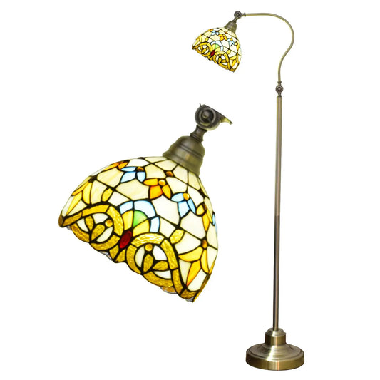 20cm Stained Glass Baroque Lampshade Vintage Floor Lamp with Tiffany Shade - CTL