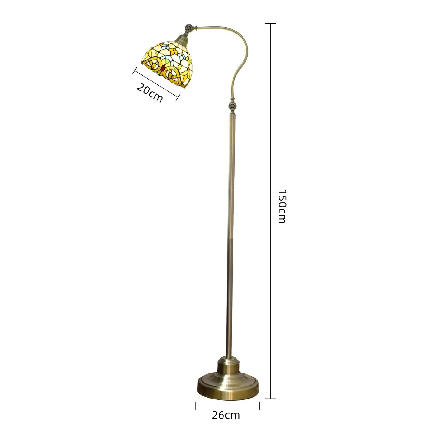 20cm Stained Glass Baroque Lampshade Vintage Floor Lamp with Tiffany Shade - CTL