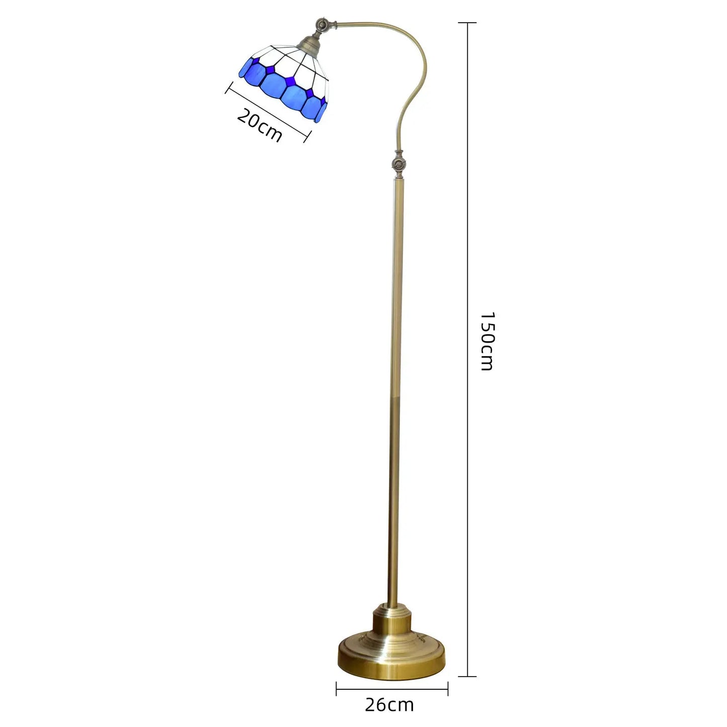 20cm Vintage Stained Glass White Grid Lampshade Blue Tiffany Floor Lamp - CTL