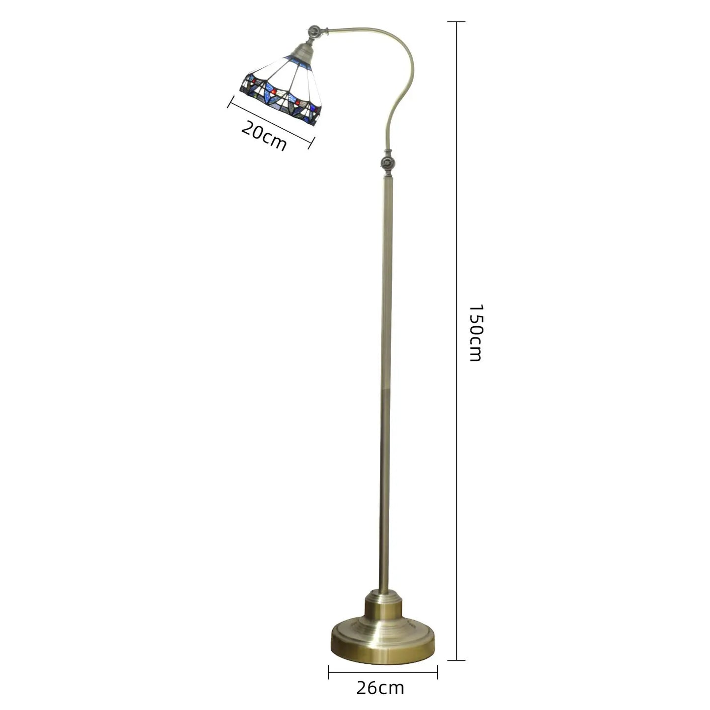 20cm Vintage Stained Glass Lampshade Standing Light White Tiffany Floor Lamp - CTL