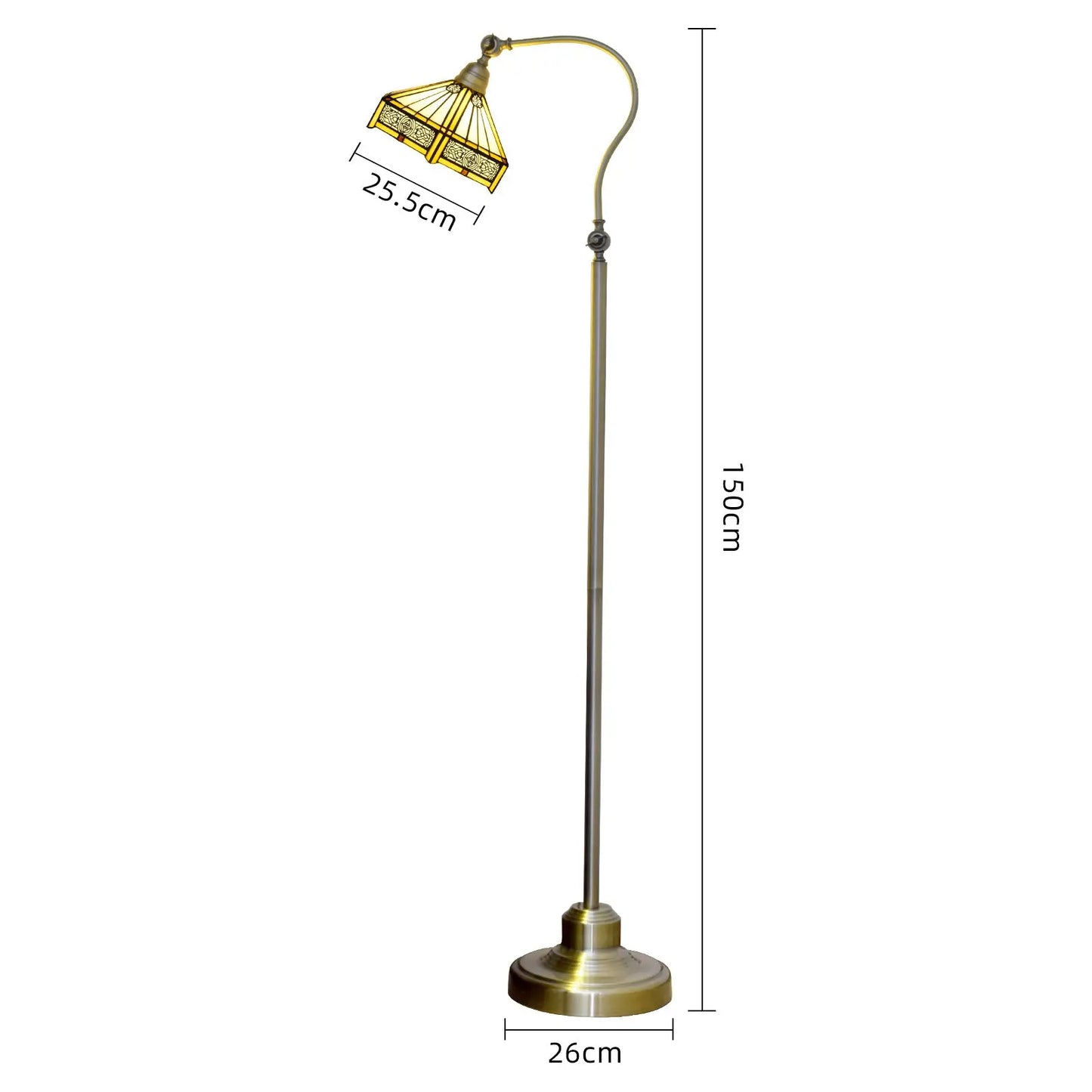 20cm Vintage Stained Glass Floor Lamp Warm Color Lampshade Tiffany Standing Light - CTL