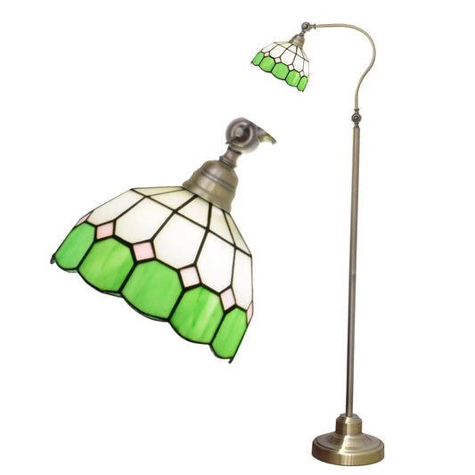 20cm Vintage Standard Light Stained Glass Lampshade Green Tiffany Floor Lamp - CTL