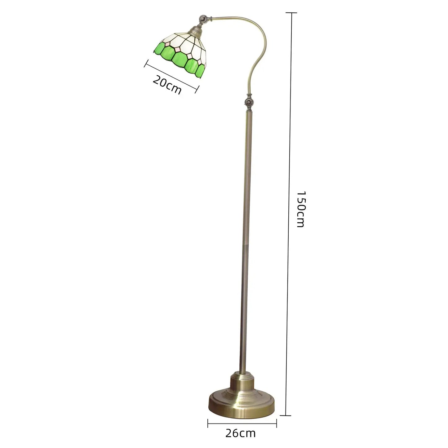 20cm Vintage Standard Light Stained Glass Lampshade Green Tiffany Floor Lamp - CTL