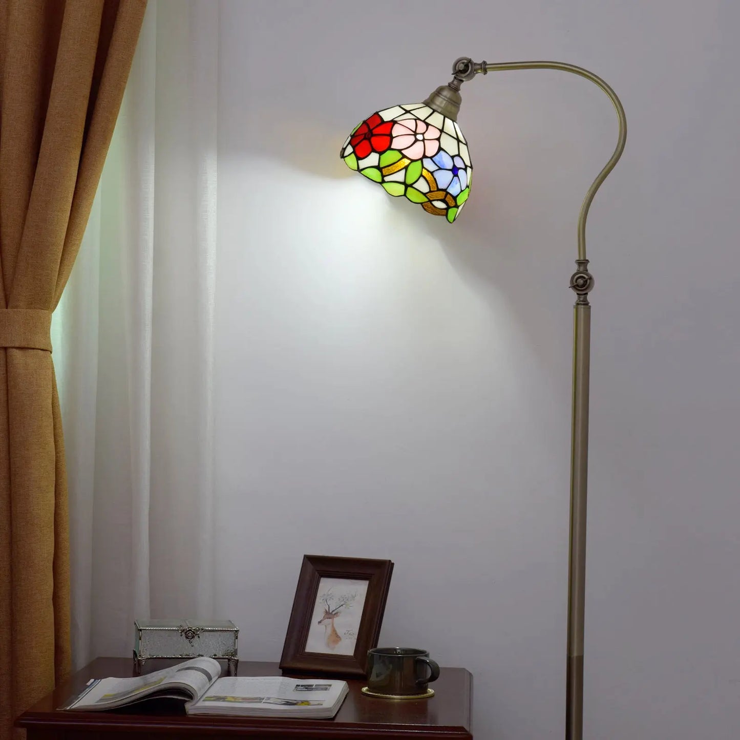 20cm Vintage Stained Glass Morning Glory Lampshade Tiffany Like Floor Lamps - CTL