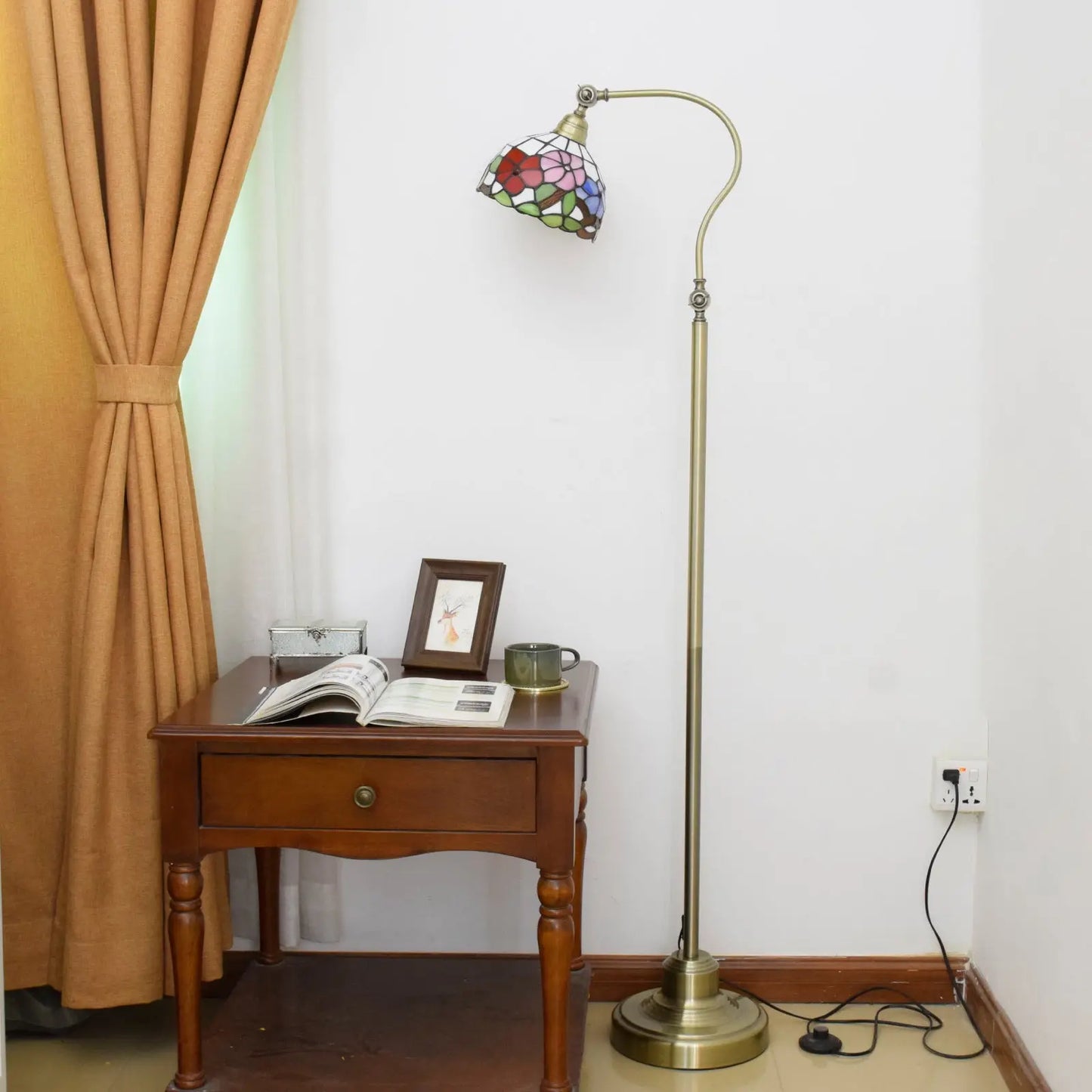 20cm Vintage Stained Glass Morning Glory Lampshade Tiffany Like Floor Lamps - CTL