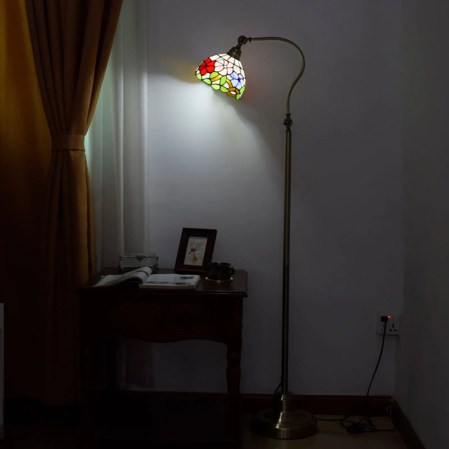 20cm Vintage Stained Glass Morning Glory Lampshade Tiffany Like Floor Lamps - CTL