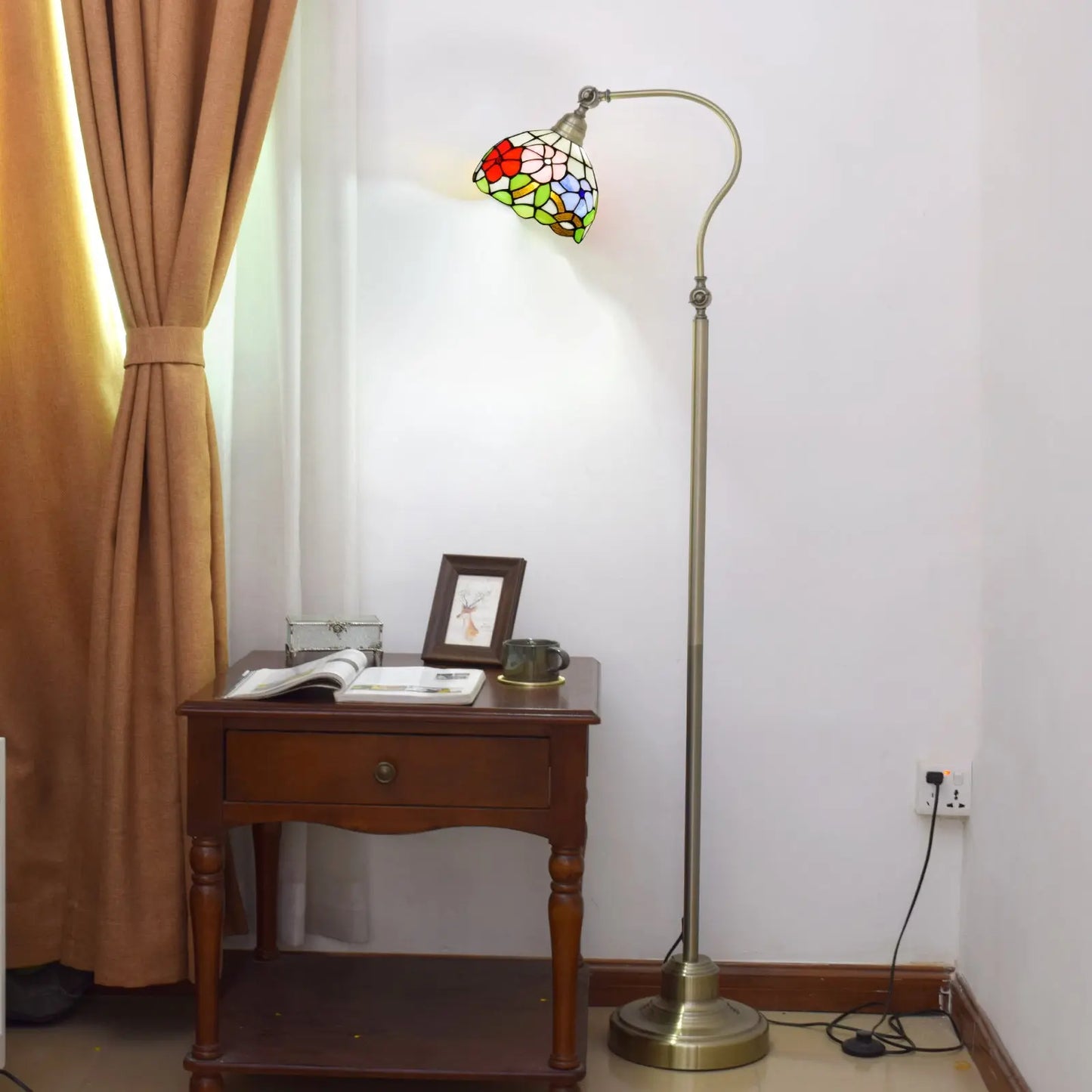 20cm Vintage Stained Glass Morning Glory Lampshade Tiffany Like Floor Lamps - CTL