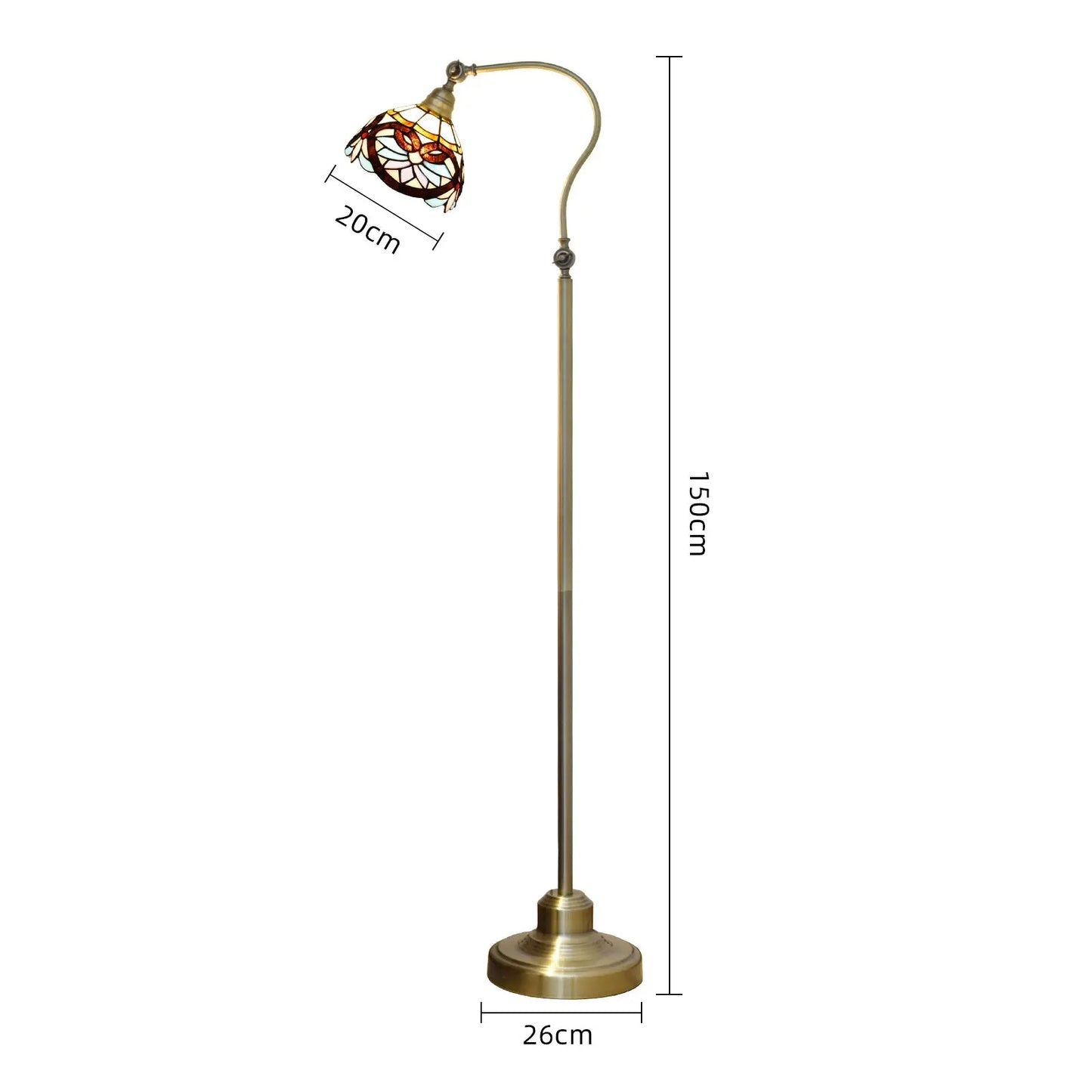 20cm Vintage Stained Glass Pastoral Flower Lampshade Tiffany Style Standard Lamp - CTL