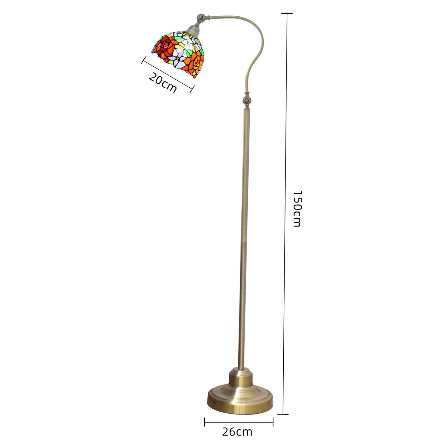 20cm Vintage Stained Glass Pastoral Gorgeous Roses Lampshade Red Tiffany Floor Lamp - CTL