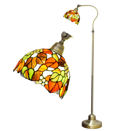 20cm Stained Glass Pastoral Grape Leaf Lampshade Vintage Tiffany Style Floor Lamps - CTL