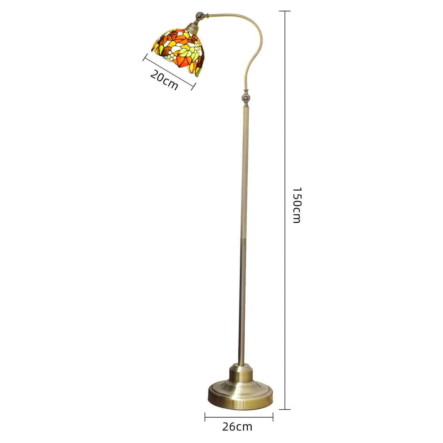 20cm Stained Glass Pastoral Grape Leaf Lampshade Vintage Tiffany Style Floor Lamps - CTL