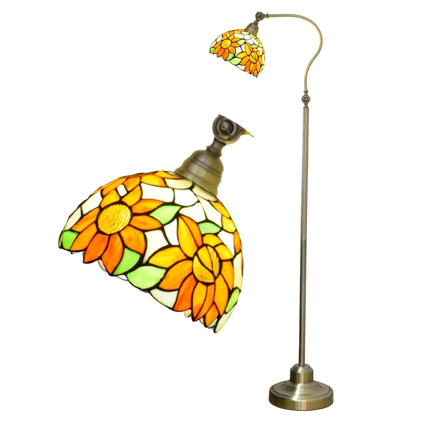20cm Vintage Stained Glass Sunflower Lampshade Antique Tiffany Floor Lamps - CTL