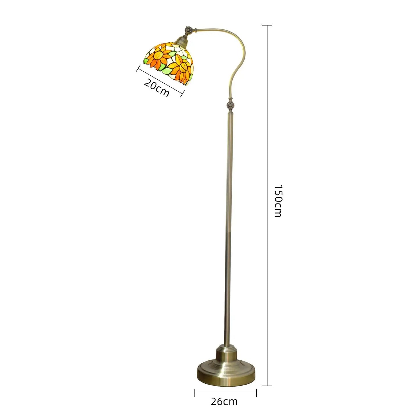 20cm Vintage Stained Glass Sunflower Lampshade Antique Tiffany Floor Lamps - CTL
