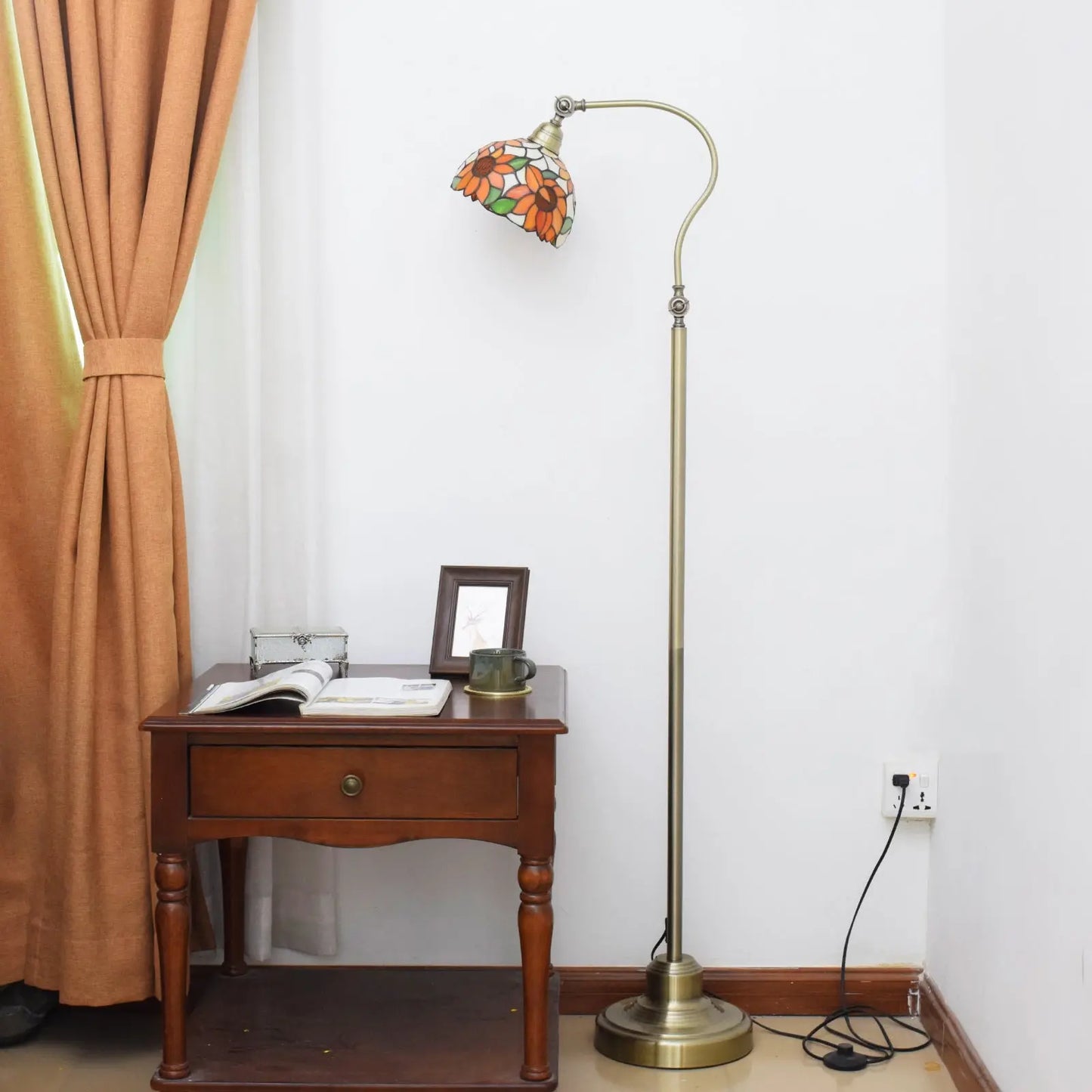 20cm Vintage Stained Glass Sunflower Lampshade Antique Tiffany Floor Lamps - CTL