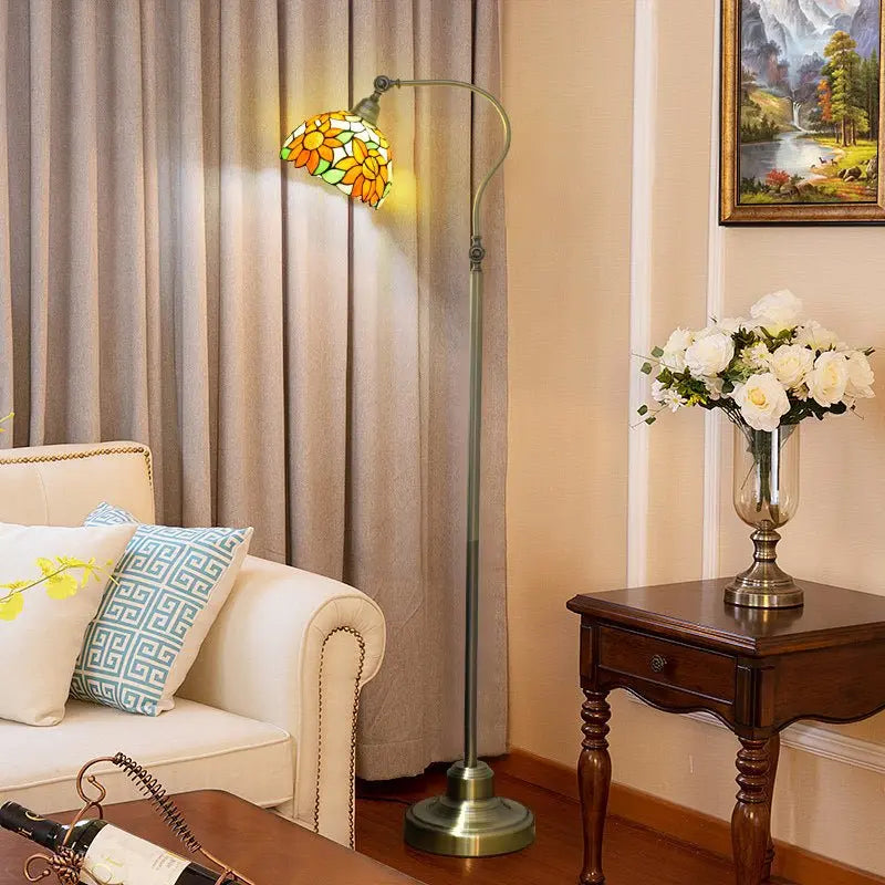20cm Vintage Stained Glass Sunflower Lampshade Antique Tiffany Floor Lamps - CTL