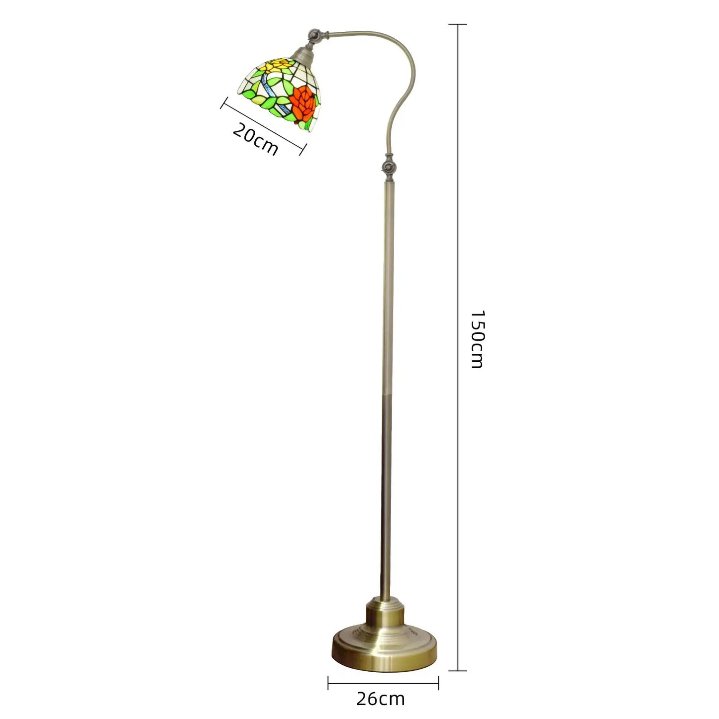 20cm Vintage Stained Glass Pastoral Rose Lampshade Tiffany Standing Lamp - CTL