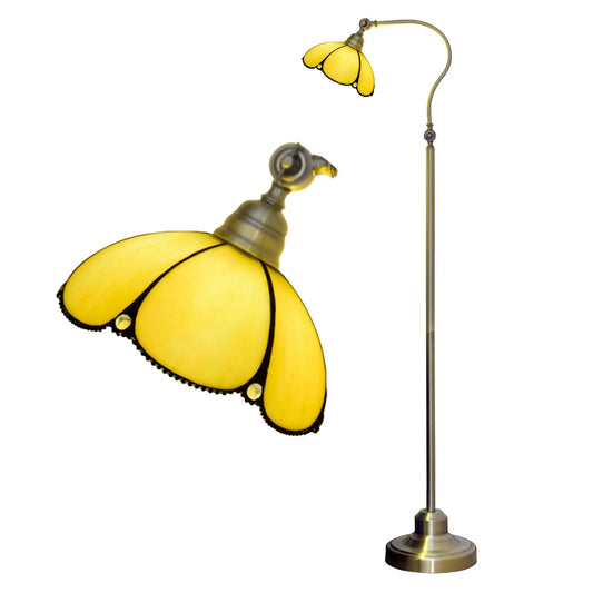 20cm Vintage Stained Glass Simple Lampshade Tiffany Style Reading Floor Lamp - CTL