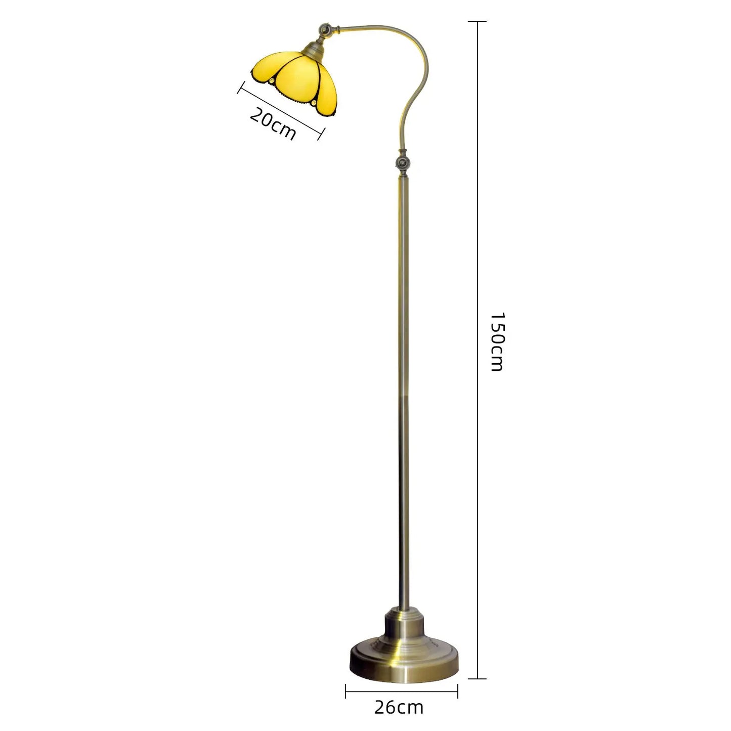 20cm Vintage Stained Glass Simple Lampshade Tiffany Style Reading Floor Lamp - CTL