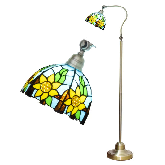 20cm Vintage Stained Glass Sunflowers Lampshade Tiffany Type Floor Lamps - CTL