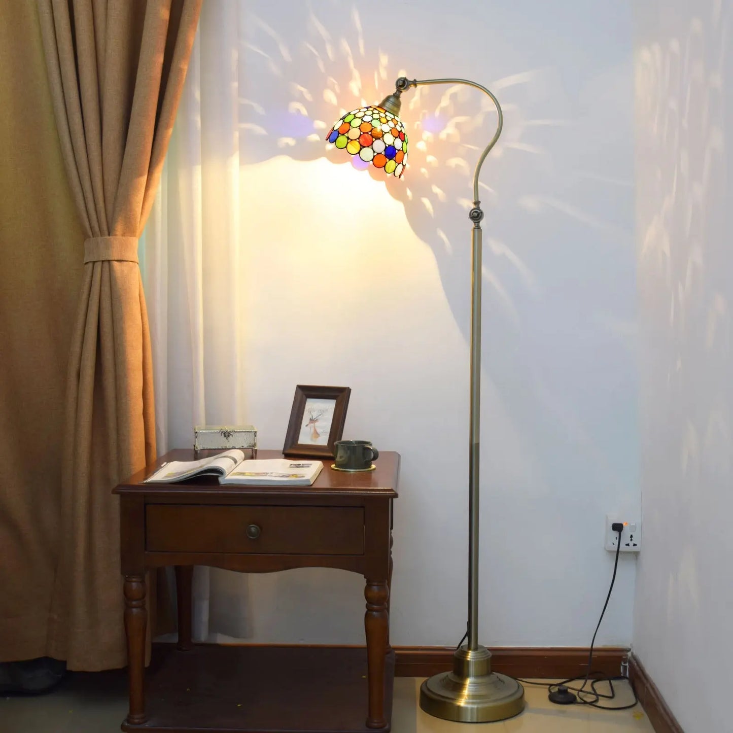 20cm Vintage Standing Light Bohemian Lampshade Tiffany Stained Glass Floor Lamp - CTL