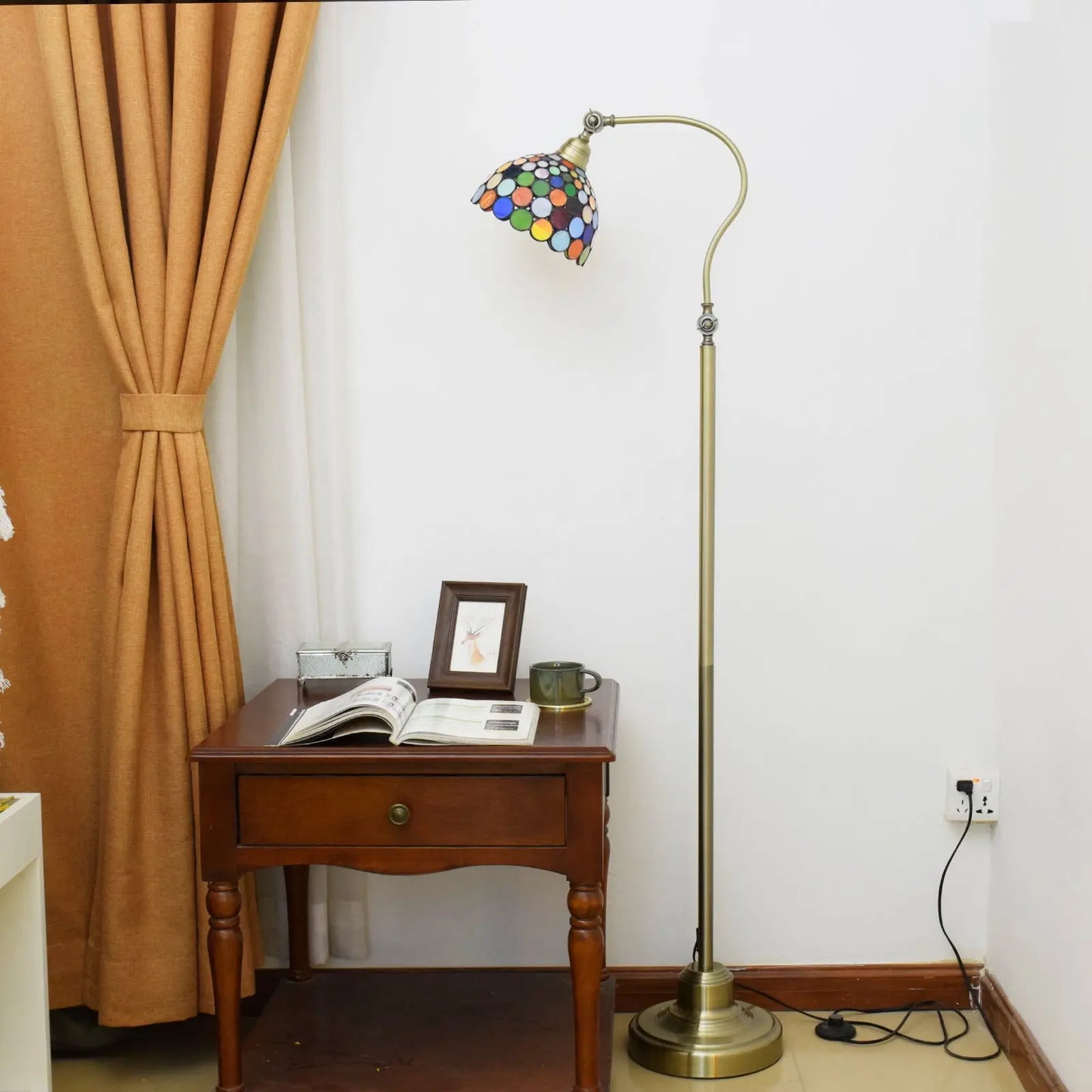 20cm Vintage Standing Light Bohemian Lampshade Tiffany Stained Glass Floor Lamp - CTL