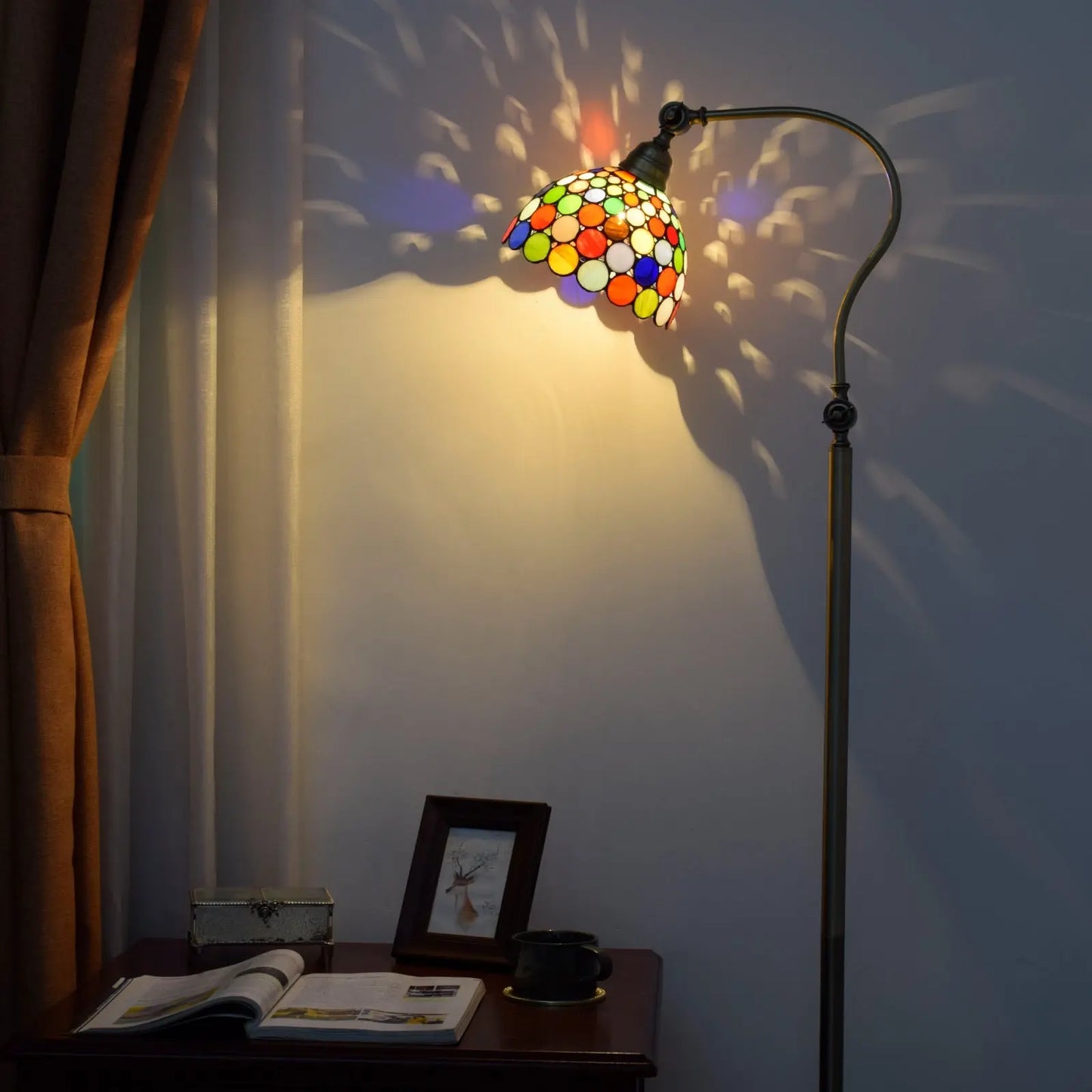20cm Vintage Standing Light Bohemian Lampshade Tiffany Stained Glass Floor Lamp - CTL