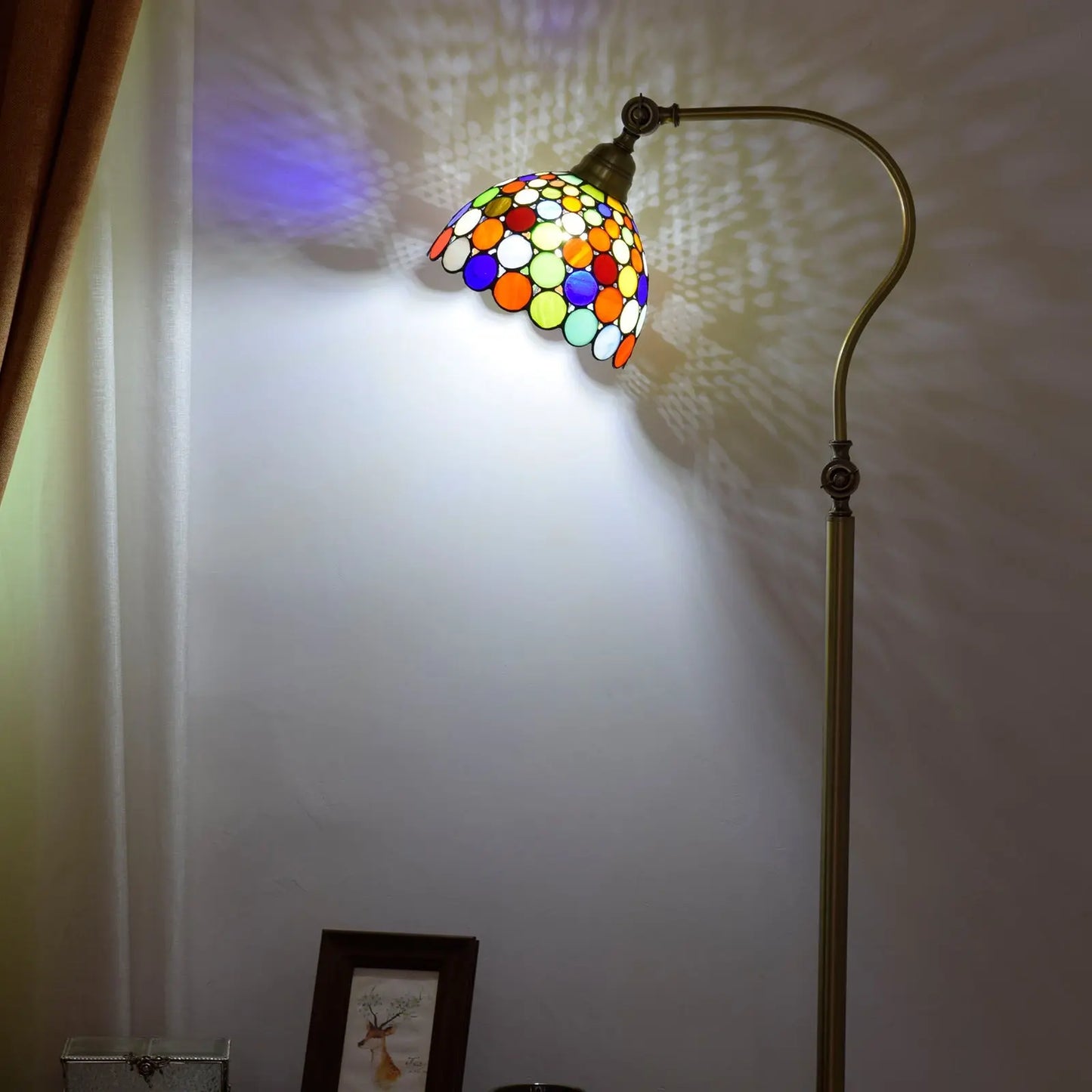 20cm Vintage Standing Light Bohemian Lampshade Tiffany Stained Glass Floor Lamp - CTL