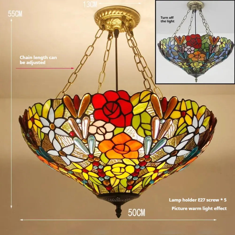 20inch Tiffany Style Chandelier Large Rose Lampshade Tiffany Anti-chandelier - CTL