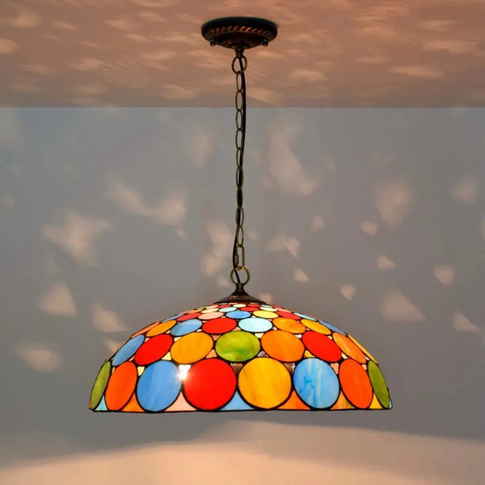 20inch Vintage Tiffany Style Hanging Lamp Stained Glass Bohemia Lampshade Pendent Light - CTL