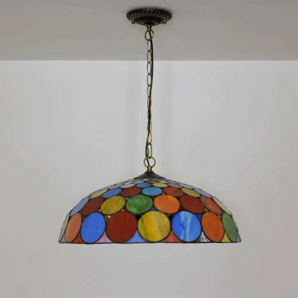 20inch Vintage Tiffany Style Hanging Lamp Stained Glass Bohemia Lampshade Pendent Light - CTL