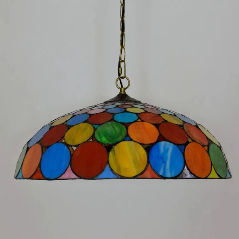 20inch Vintage Tiffany Style Hanging Lamp Stained Glass Bohemia Lampshade Pendent Light - CTL