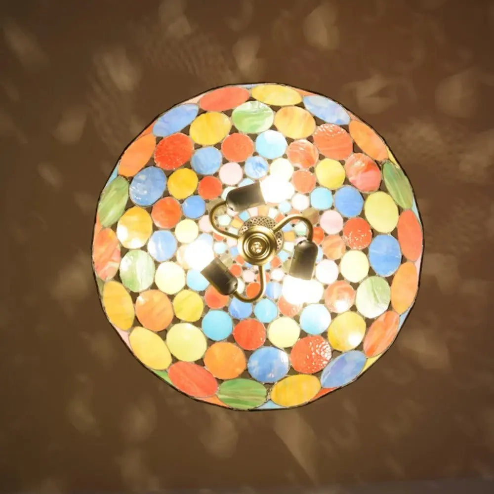 20inch Vintage Tiffany Style Hanging Lamp Stained Glass Bohemia Lampshade Pendent Light - CTL