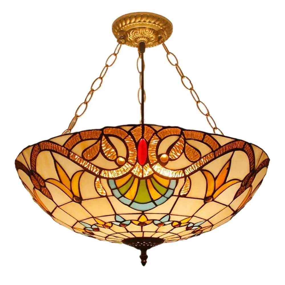 20inch Stained Glass Diamond Baroque Tiffany Style Chandelier - CTL
