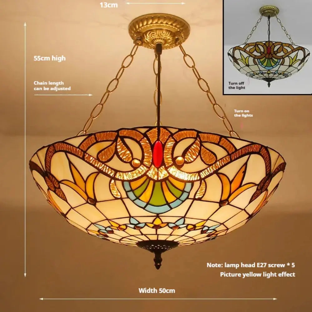 20inch Stained Glass Diamond Baroque Tiffany Style Chandelier - CTL