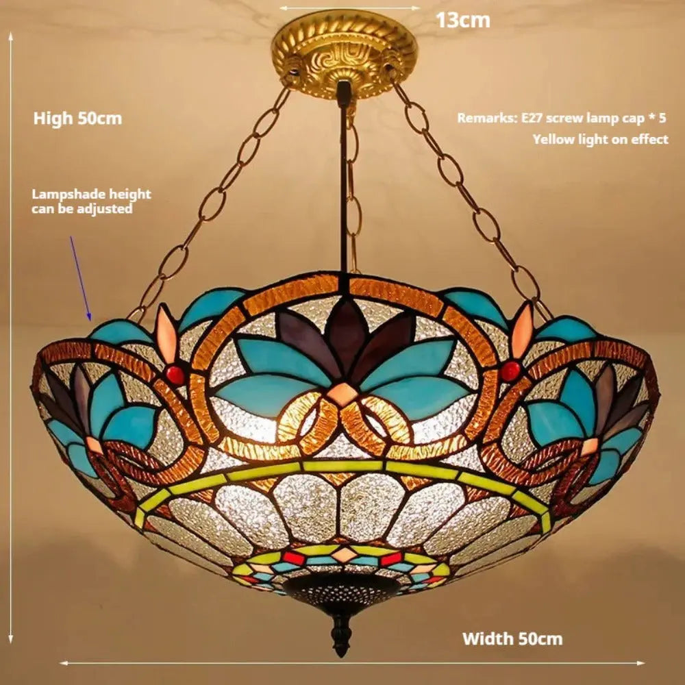 20inch Stained Glass Diamond Baroque Tiffany Style Chandelier - CTL