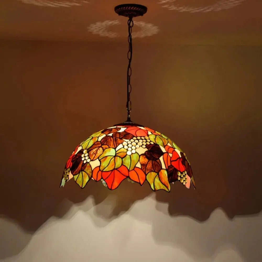 20inch Stained Glass Grape Lampshade Vintage Tiffany Style Pendant Light - CTL