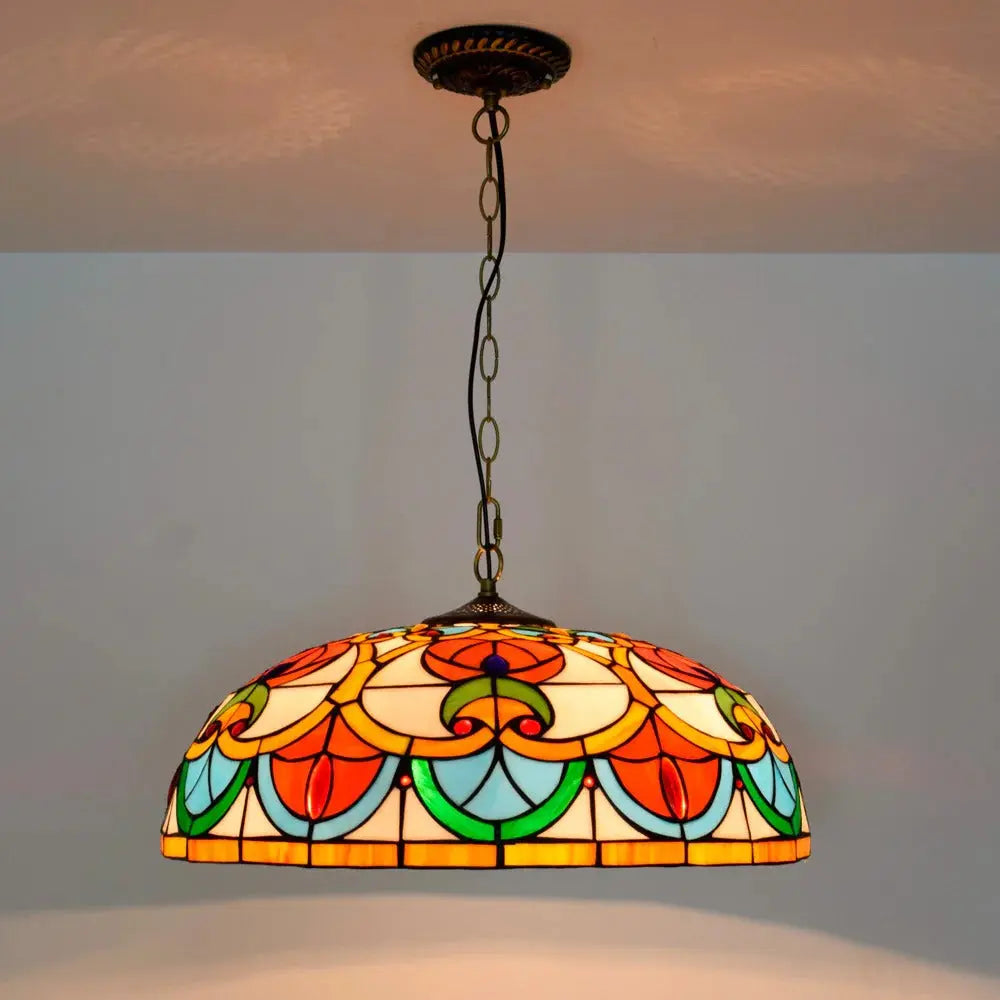 20inch 50cm Stained Glass Lampshade Outdoor Pendant Lighting Tiffany Hanging Lamp - CTL