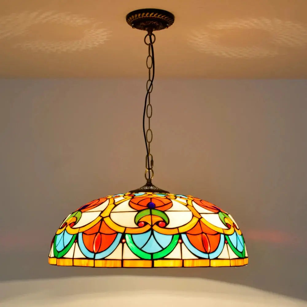 20inch 50cm Stained Glass Lampshade Outdoor Pendant Lighting Tiffany Hanging Lamp - CTL