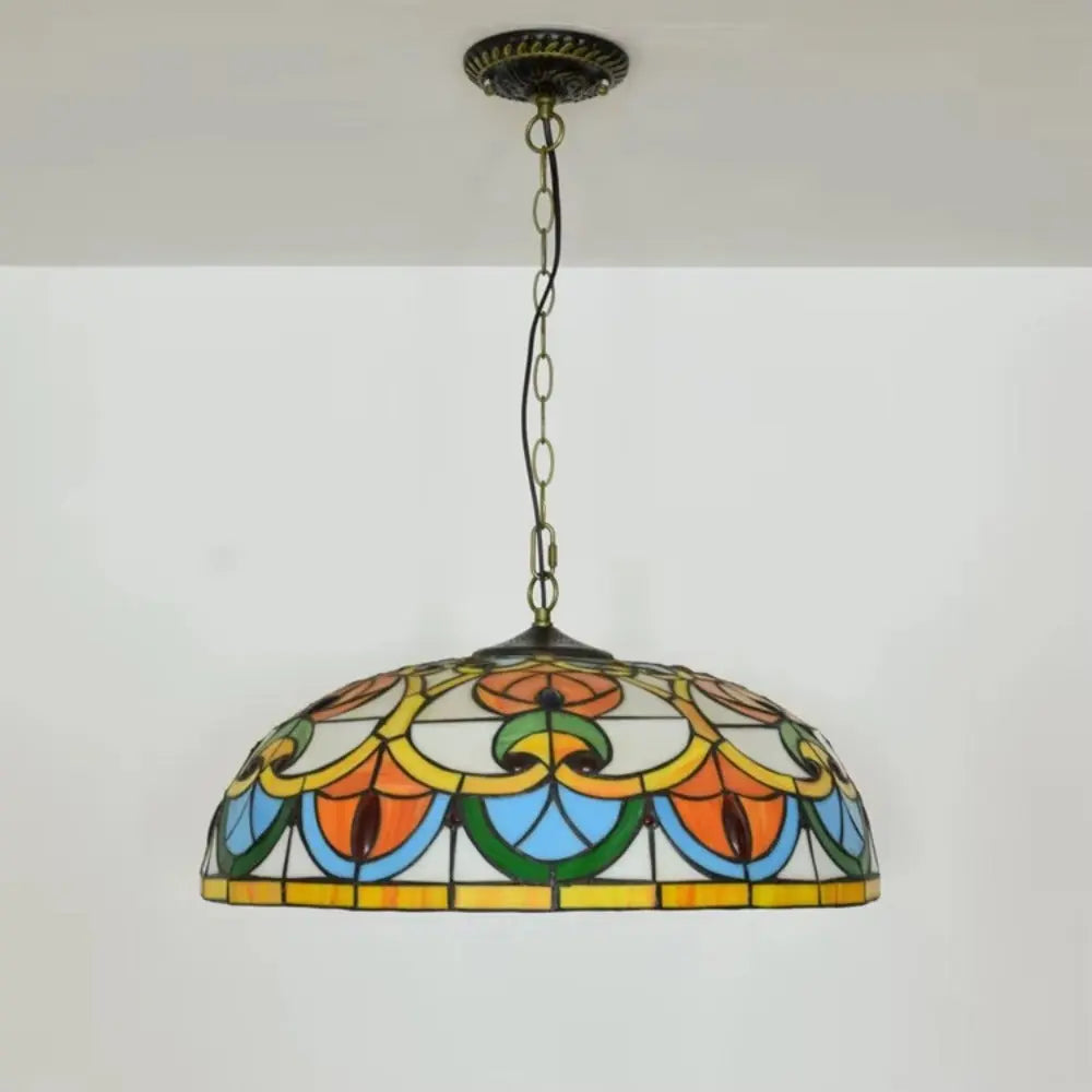 20inch 50cm Stained Glass Lampshade Outdoor Pendant Lighting Tiffany Hanging Lamp - CTL