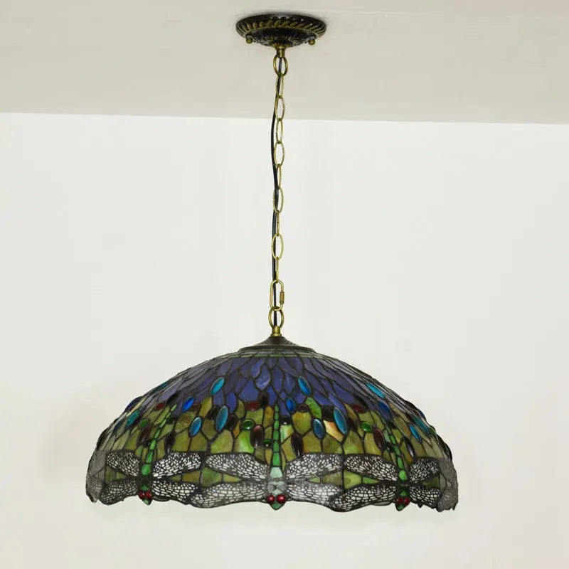 20inch 50cm Stained Glass Pastoral Orange Dragonfly Lampshade Tiffany Pendant Light - CTL