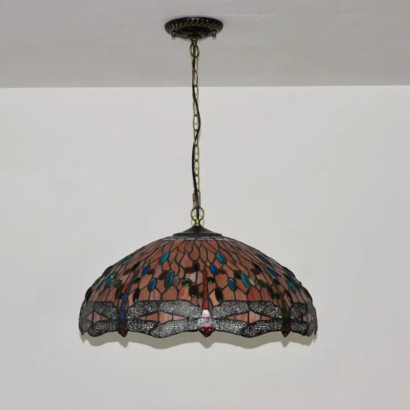 20inch Stained Glass Red Dragonfly Tiffany Style Pendant Light - CTL