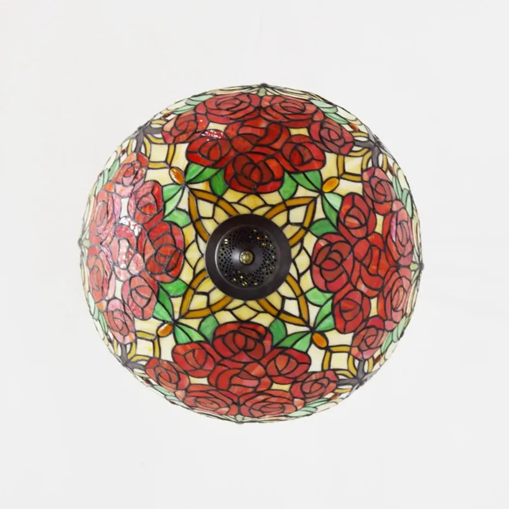 20inch 50cm Stained Glass Pendant Light Rose Lampshade Tiffany Glass Chandelier - CTL
