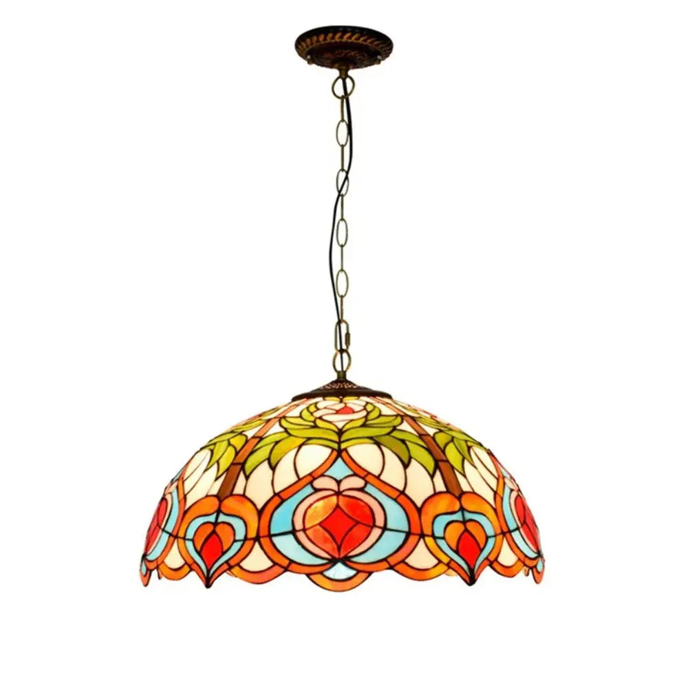 20inch Stained Glass Kitchen Pendant Lighting Red Peaches Lampshade Tiffany Hanging Lamp - CTL