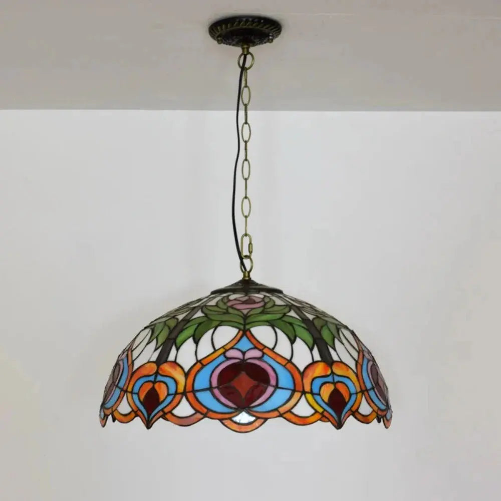 20inch Stained Glass Kitchen Pendant Lighting Red Peaches Lampshade Tiffany Hanging Lamp - CTL