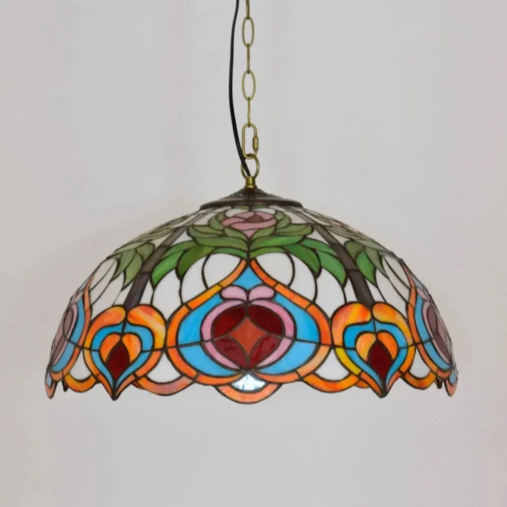 20inch Stained Glass Kitchen Pendant Lighting Red Peaches Lampshade Tiffany Hanging Lamp - CTL