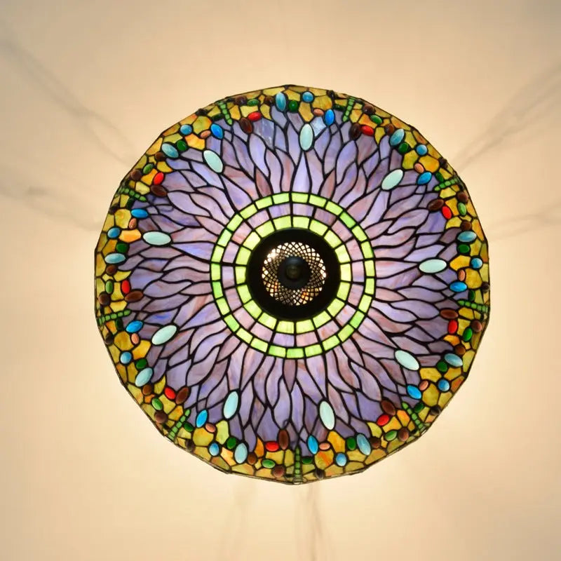 20inch Tiffany Hanging Lamp Stained Glass Dragonfly Anti-chandelier - CTL